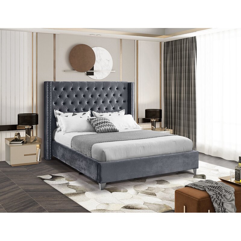 Hateya upholstered low profile online platform bed base